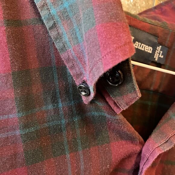 VTG Polo Ralph Lauren Blake Button Down Shirt Men Large Xmas Plaid Cotton Pony - Picture 3 of 10